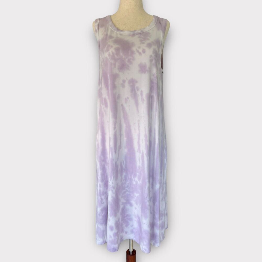 Thread & Supply Purple Rain Tie Dye Sleeveless Tank Dress Women's Large - Picture 2 of 7